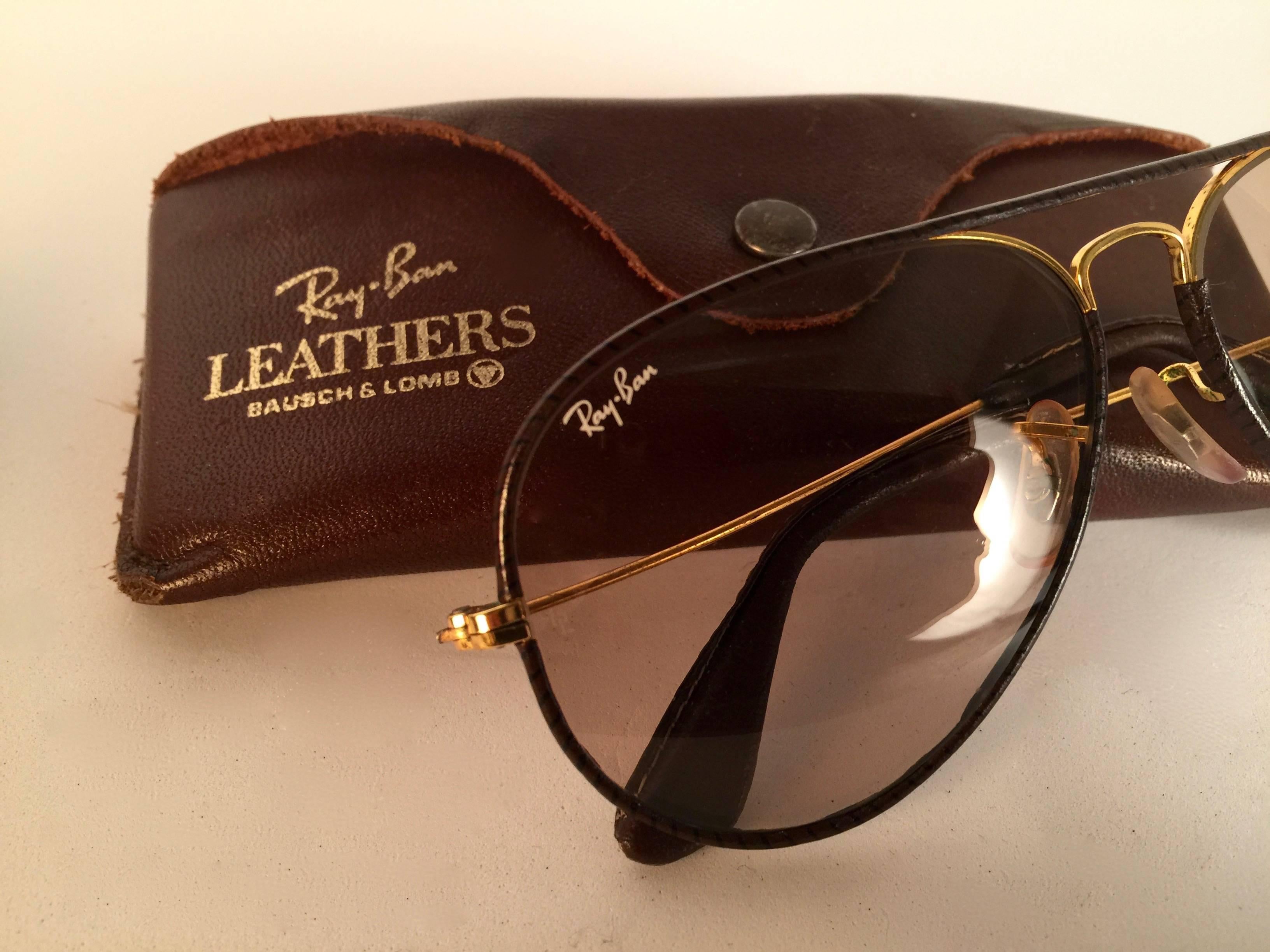 Vintage Ray Ban Leders Aviator Tabakleder 58' B&L Sonnenbrille, Vintage für Damen oder Herren im Angebot