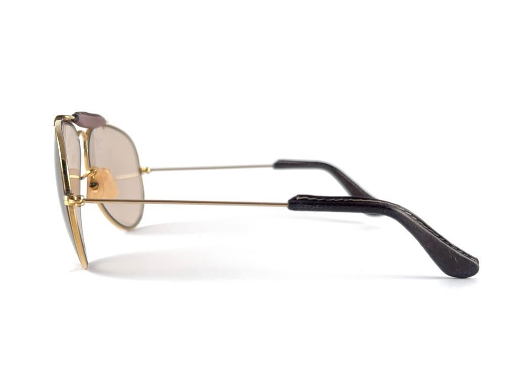 Vintage Ray Ban Leder Outdoorsman 58Mm auswechselbare Sonnenbrille im Zustand „Hervorragend“ im Angebot in Baleares, Baleares