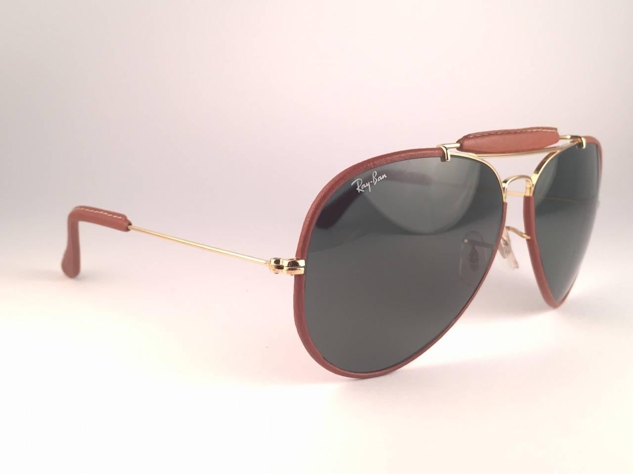 Lunettes de soleil vintage Ray Ban Leathers Outdoorsman 58Mm G15 Unisexe en vente