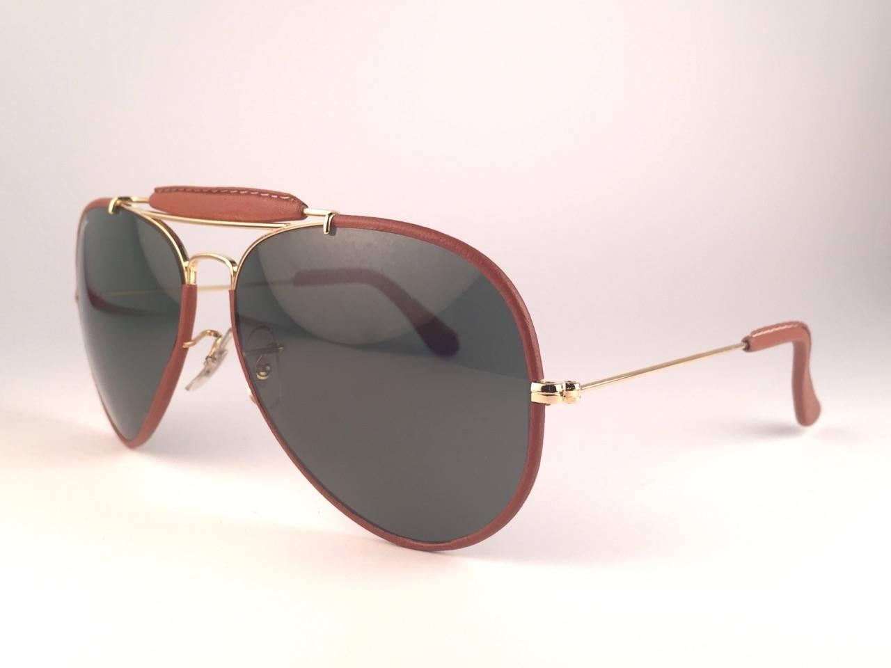 Lunettes de soleil vintage Ray Ban Leathers Outdoorsman 58Mm G15 en vente 1