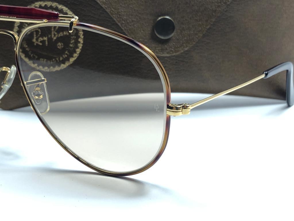 Black Vintage Ray Ban Outdoorsman Tortuga 62Mm Changeable Lenses B&L Sunglasses 1980  For Sale
