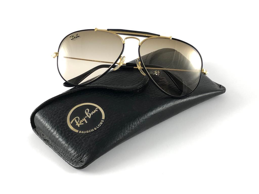 Vintage Ray Ban Precious Metals 24k Black & Gold B&L Outdoorsman 58' Sunglasses 1