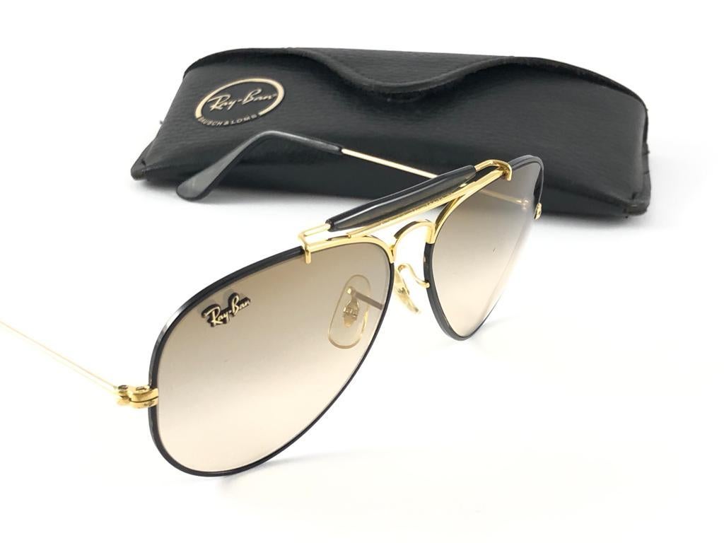 Vintage Ray Ban Precious Metals 24k Black & Gold B&L Outdoorsman 58' Sunglasses 3