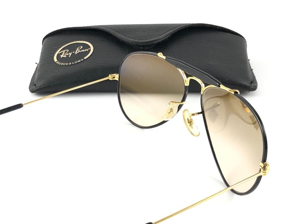 Vintage Ray Ban Precious Metals 24k Black & Gold B&L Outdoorsman 58' Sunglasses 4