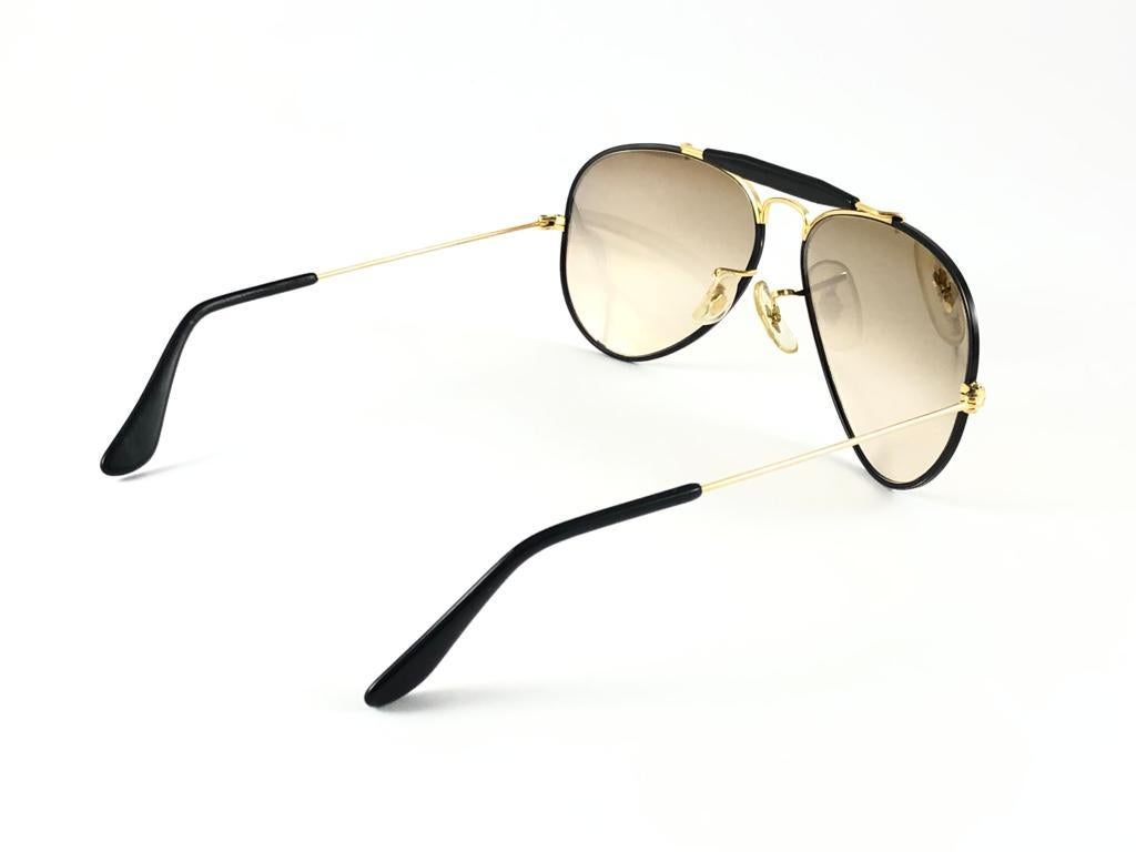 Vintage Ray Ban Precious Metals 24k Black & Gold B&L Outdoorsman 58' Sunglasses 5