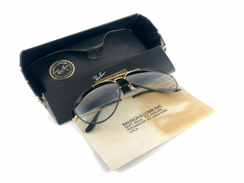Vintage Ray Ban Precious Metals 24k Black & Gold B&L Outdoorsman 62' Sunglasses 6