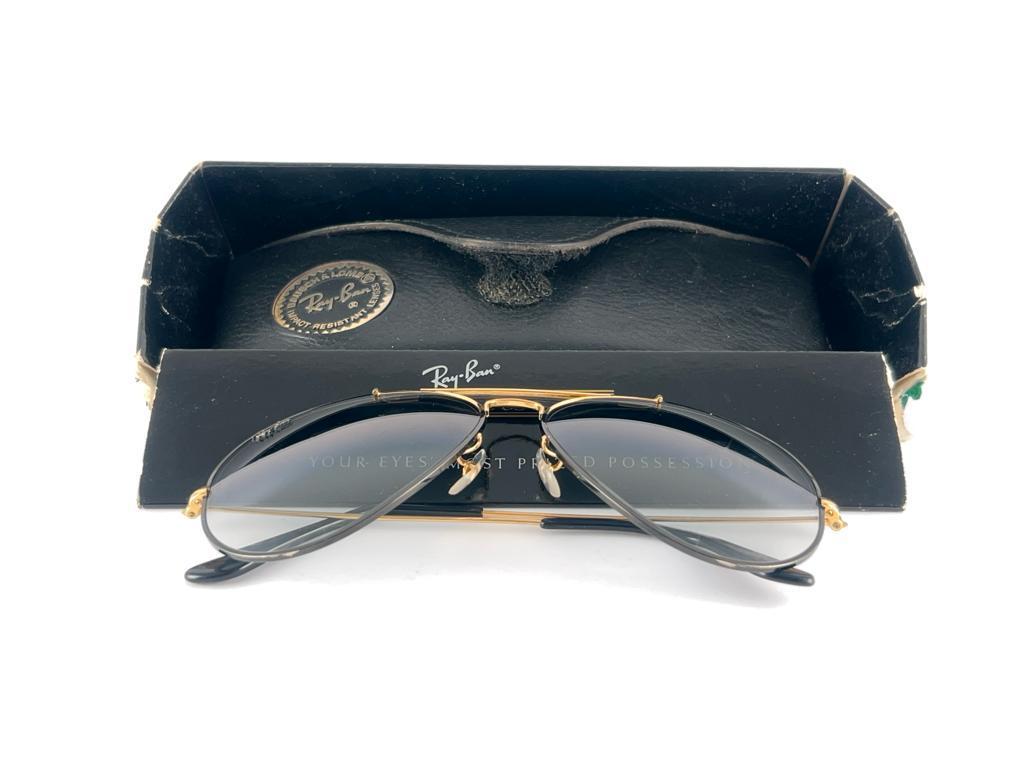 Vintage Ray Ban Precious Metals 24k Black & Gold B&L Outdoorsman 62' Sunglasses 7