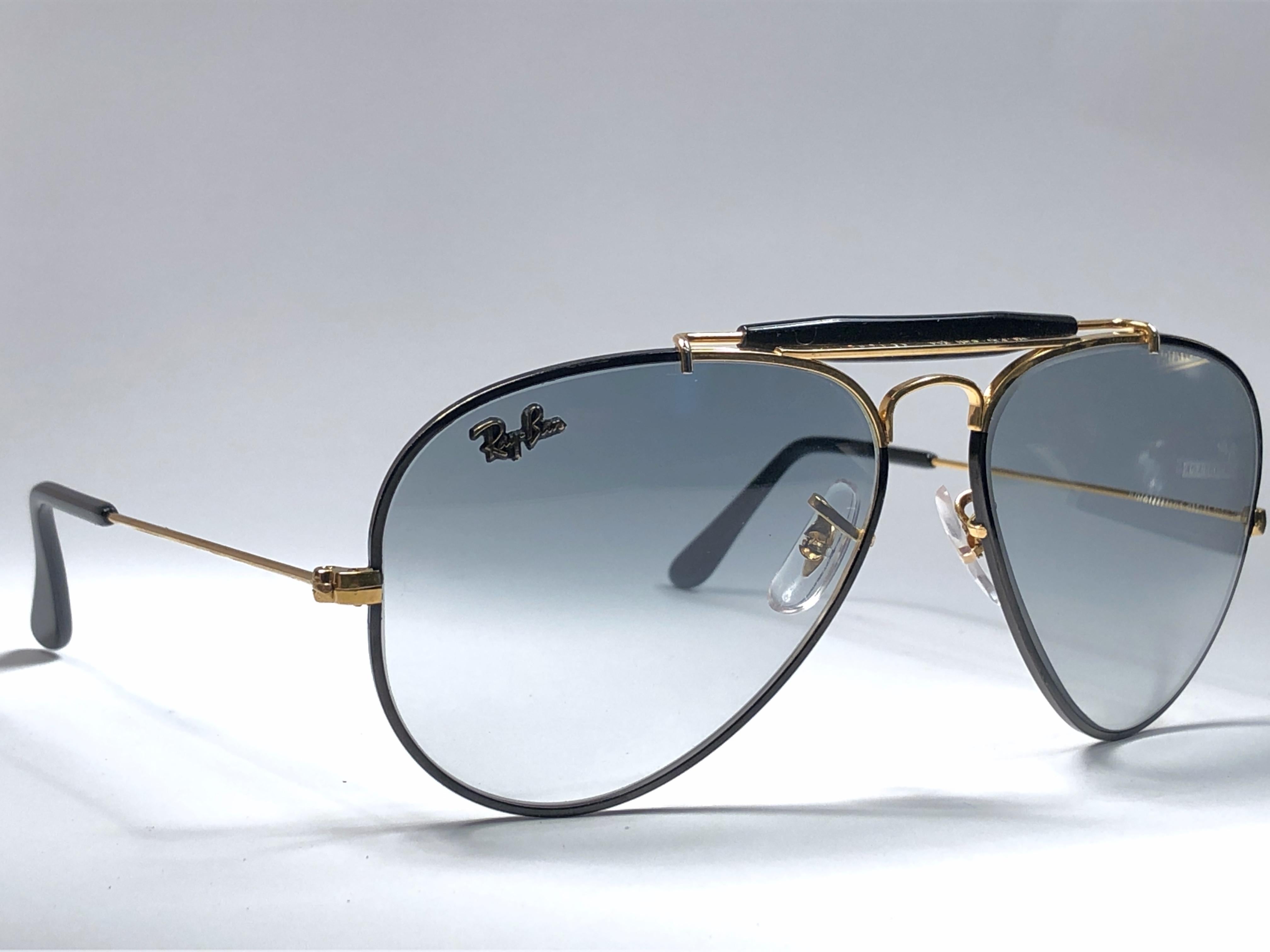 Women's or Men's Vintage Ray Ban Precious Metals 24k Black & Gold B&L Outdoorsman 62' Sunglasses