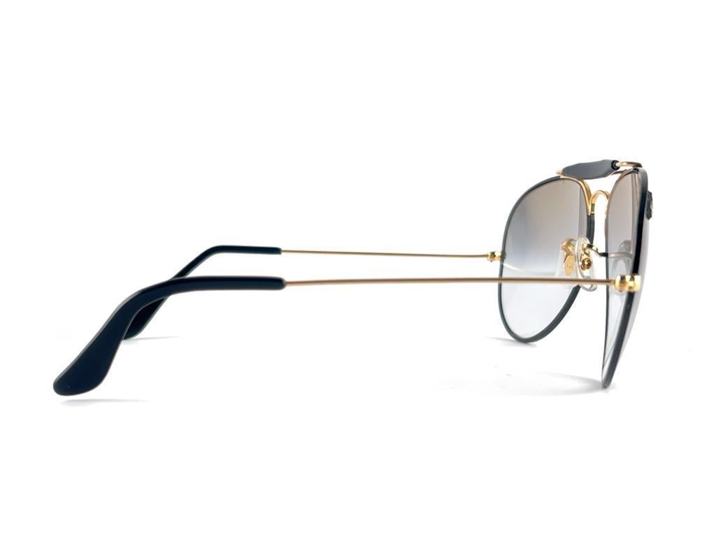 Vintage Ray Ban Precious Metals 24k Black & Gold B&L Outdoorsman 62' Sunglasses 1