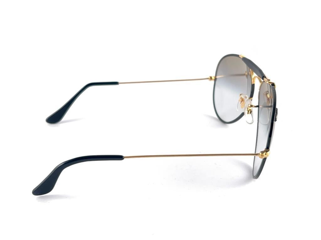 Vintage Ray Ban Precious Metals 24k Black & Gold B&L Outdoorsman 62' Sunglasses 2