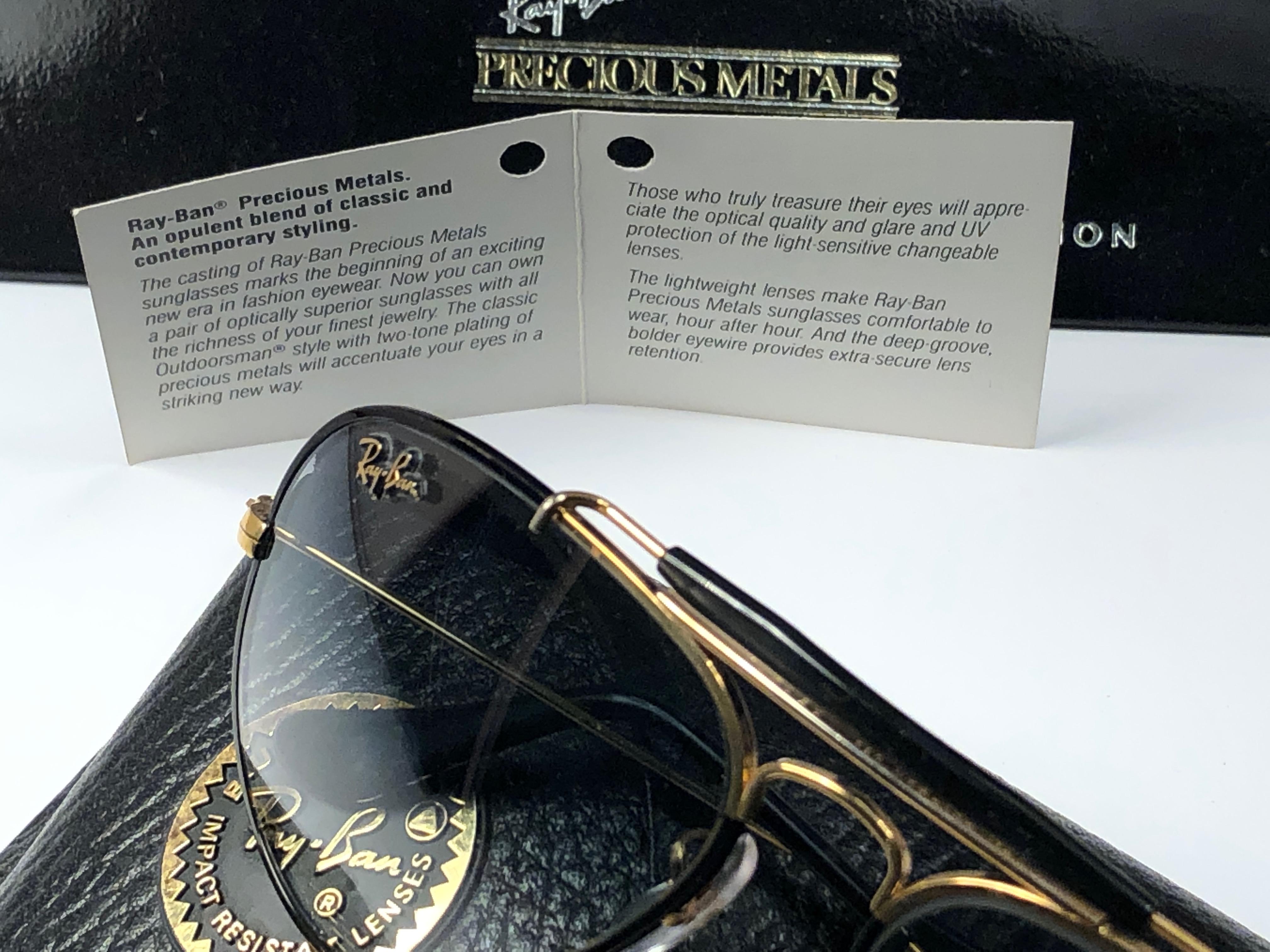 Vintage Ray Ban Precious Metals 24k Black & Gold B&L Outdoorsman 62' Sunglasses 3