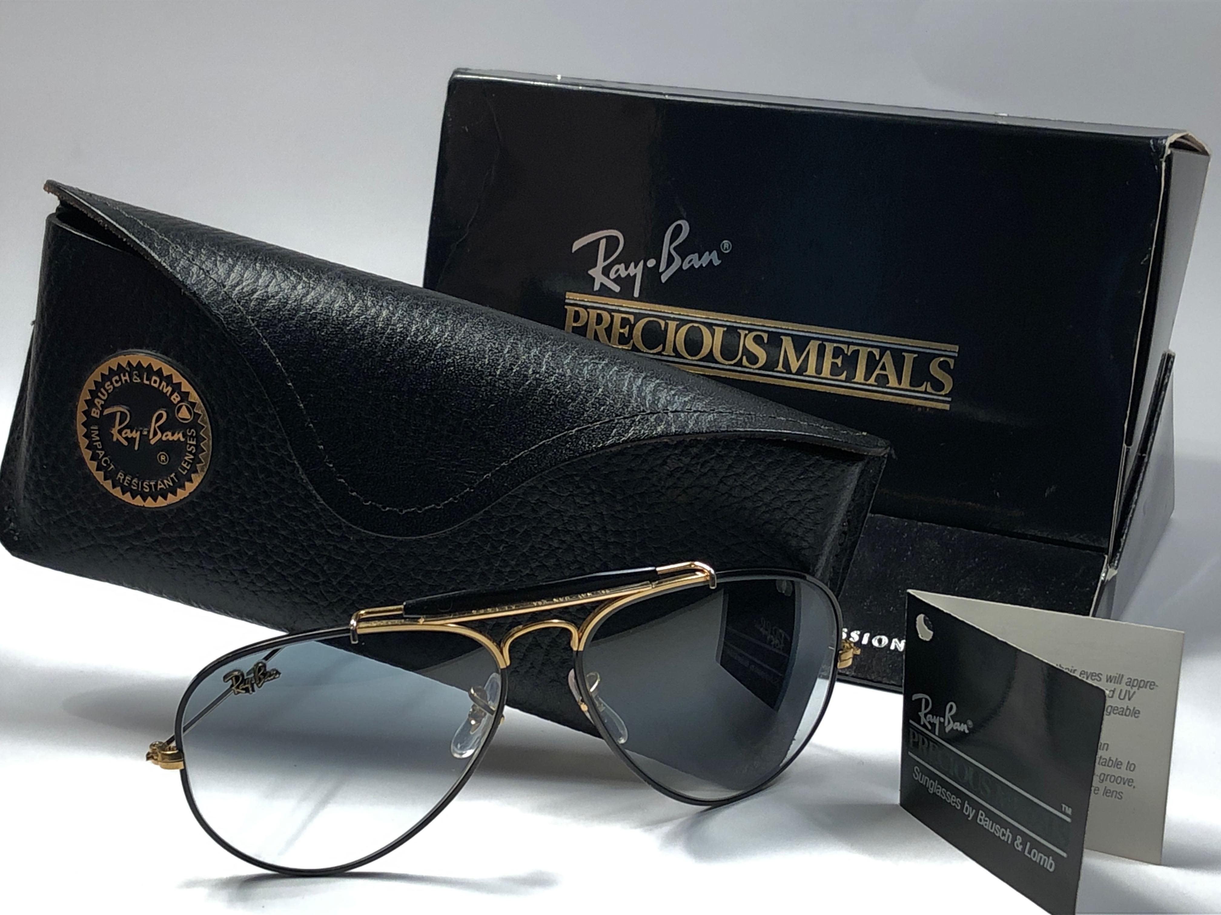 Vintage Ray Ban Precious Metals 24k Black & Gold B&L Outdoorsman 62' Sunglasses 4