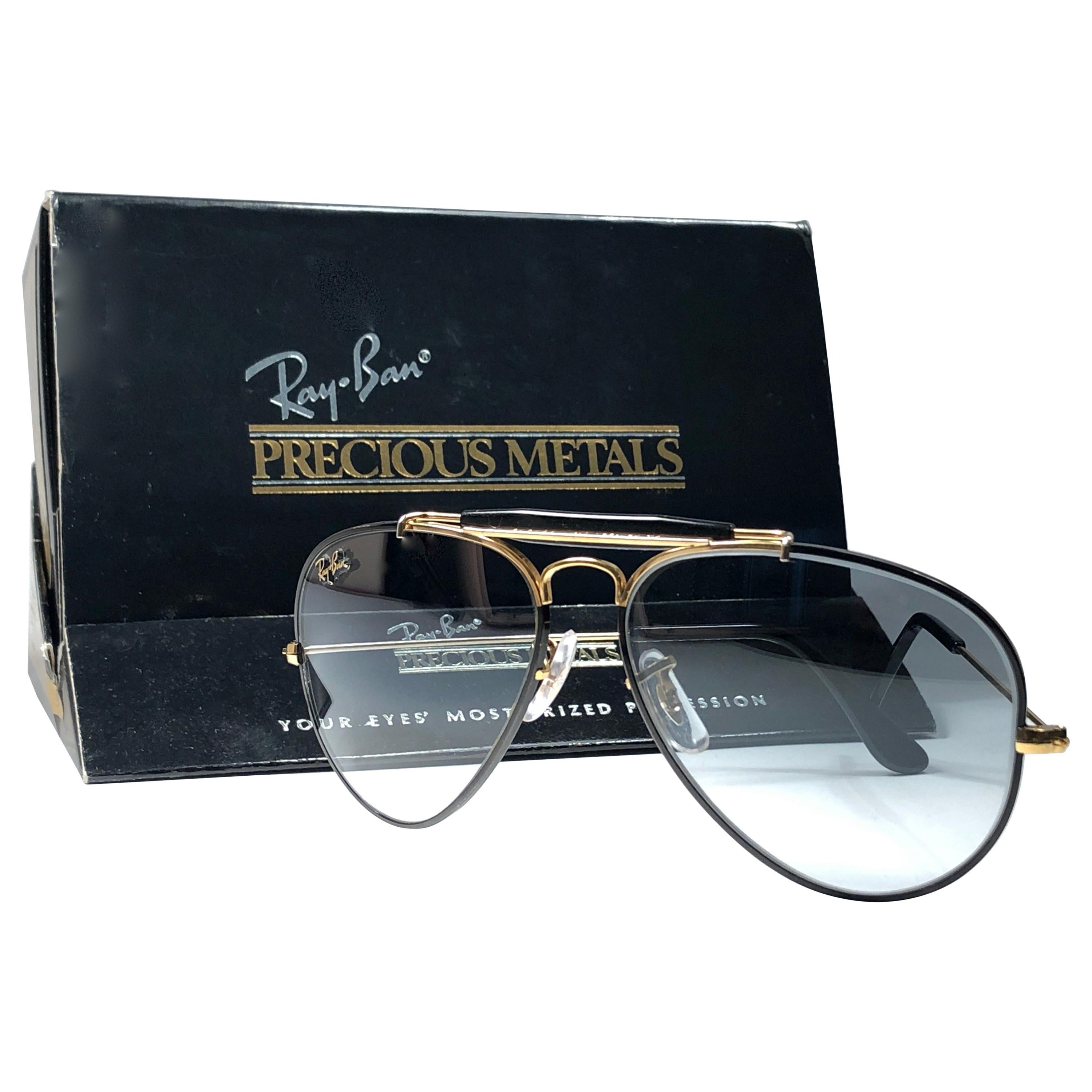 Vintage Ray Ban Precious Metals 24k Black & Gold B&L Outdoorsman 62' Sunglasses