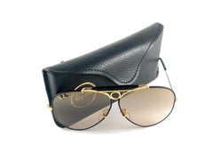 Vintage Ray Ban Precious Metals 24K Gold & Schwarz Shooter 62Mm USA Sonnenbrillen