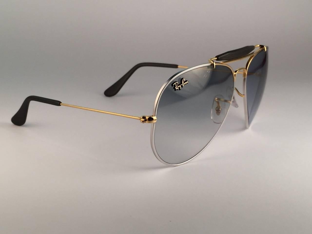 Ray Ban Precious Metals 24k Gold/Platinum B&L Outdoorsman 58 Sunglass Unisexe en vente