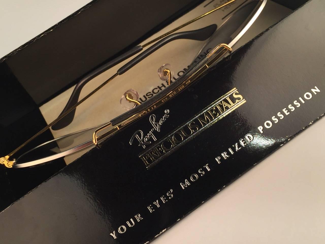 Ray Ban Precious Metals 24k Gold/Platinum B&L Outdoorsman 58 Sunglass en vente 3