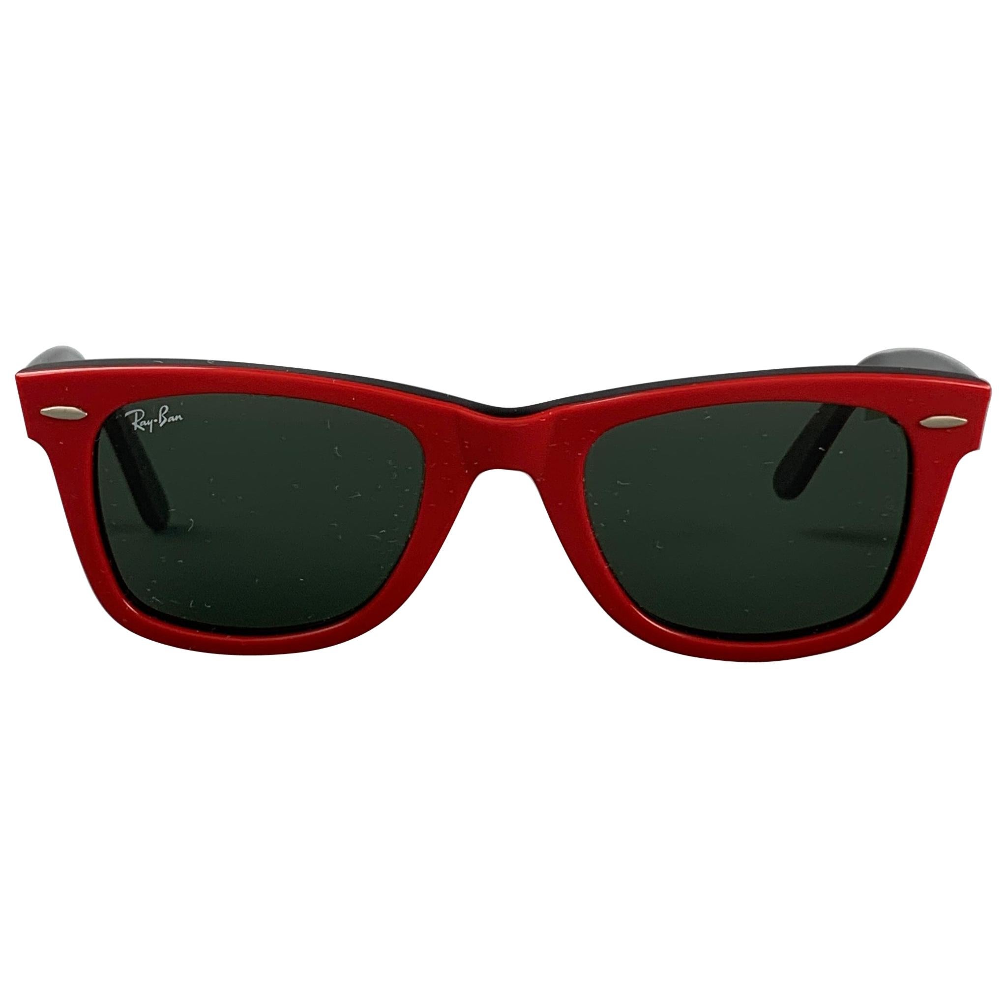 Vintage RAY-BAN Red Acetate Wayfarer Sunglasses