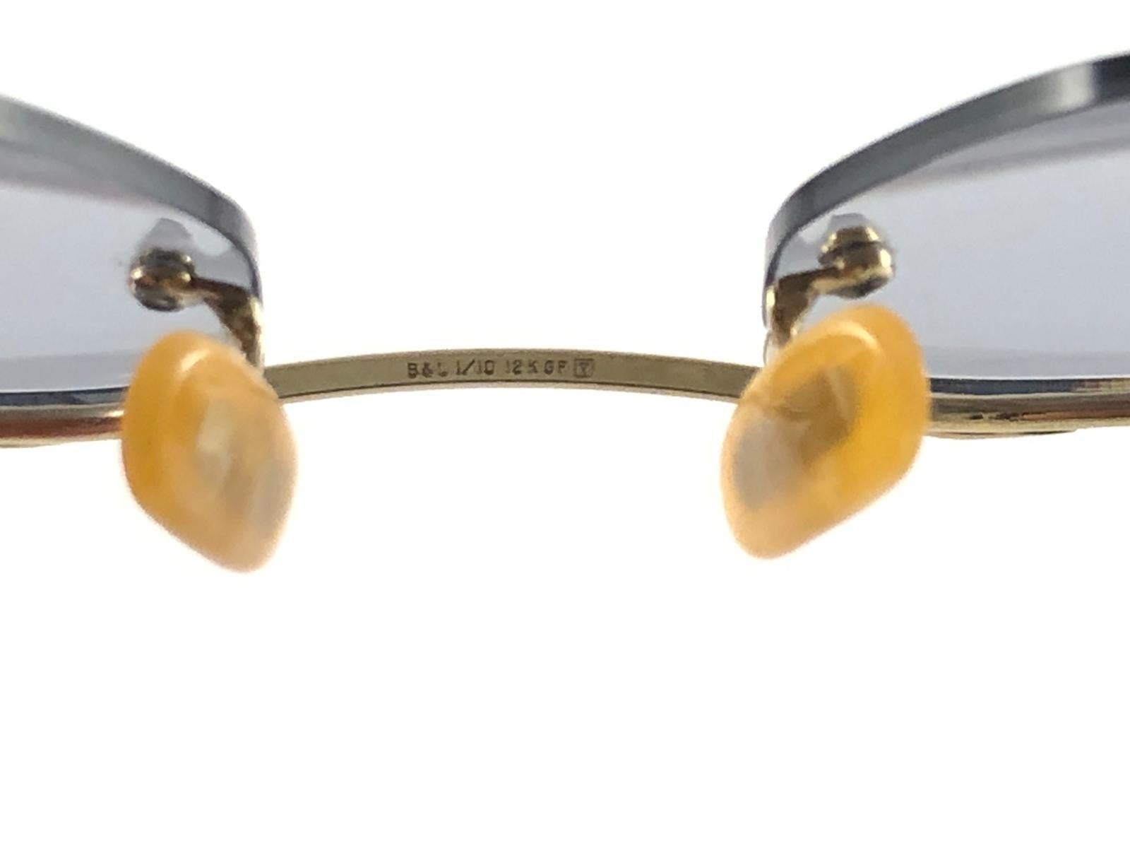 Vintage Ray Ban Randlose 12 K Gold Medium Graue B&L-Sonnenbrille 1960er Jahre für Damen oder Herren