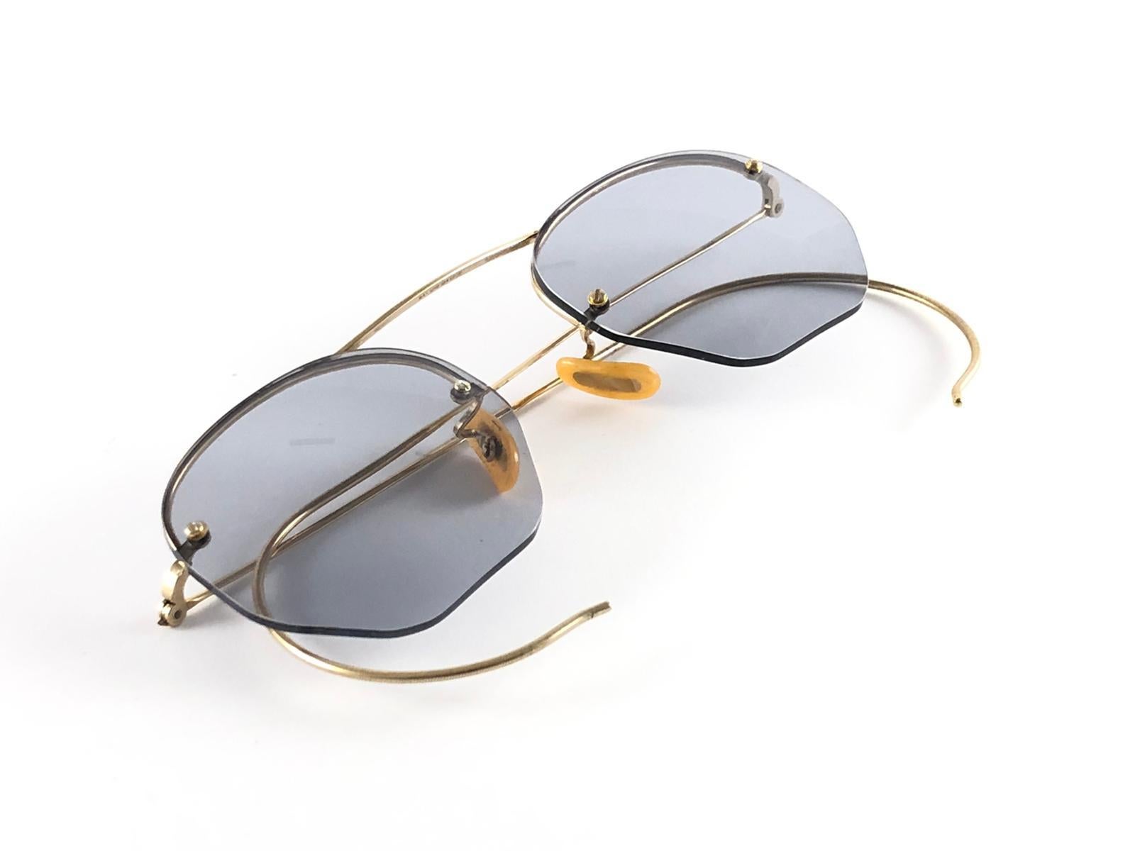Vintage Ray Ban Randlose 12 K Gold Medium Graue B&L-Sonnenbrille 1960er Jahre 1