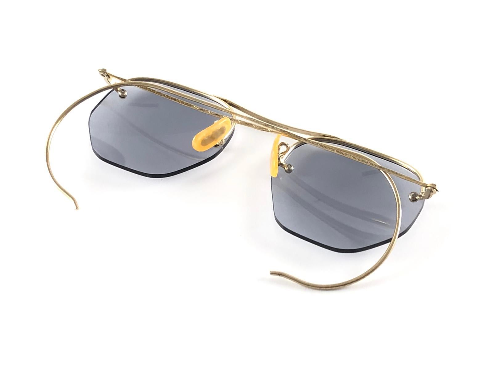 Vintage Ray Ban Randlose 12 K Gold Medium Graue B&L-Sonnenbrille 1960er Jahre 3