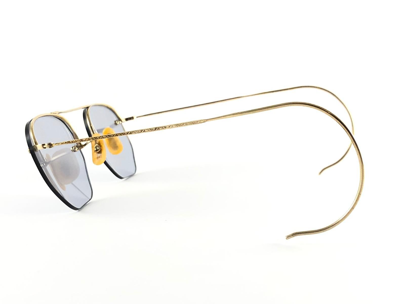 Vintage Ray Ban Randlose 12 K Gold Medium Graue B&L-Sonnenbrille 1960er Jahre 4