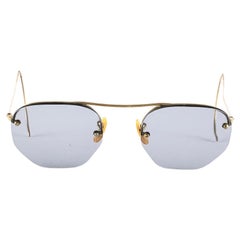 Vintage Ray Ban Rimless 12 K Gold Medium Grey Lenses 1960's B&L Sunglasses