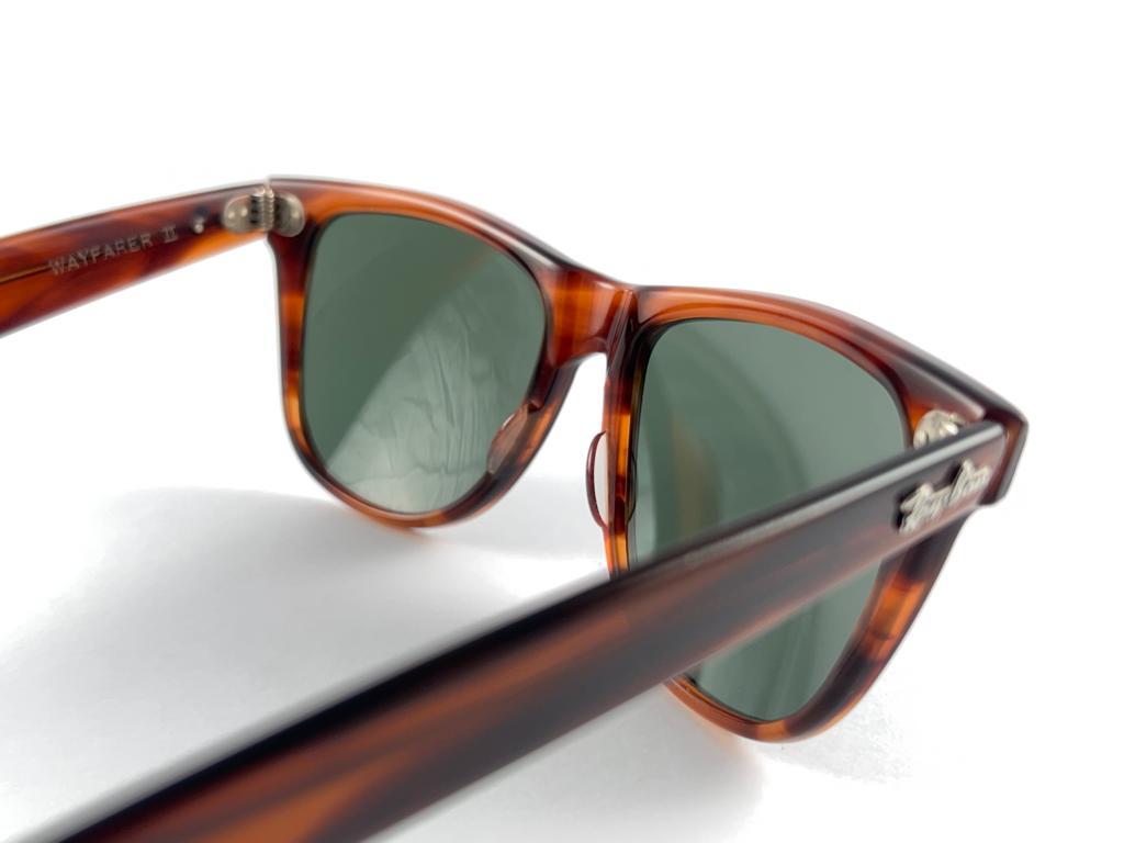 Vintage Ray Ban The Wayfarer II Tortoise G15 Grey Lenses USA 1980's Sunglasses For Sale 6