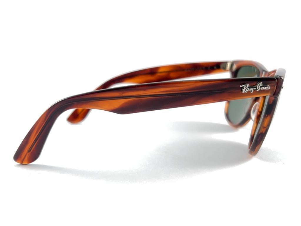 Vintage Ray Ban The Wayfarer II Schildpatt G15 Graue Linsen USA 1980er Jahre Sonnenbrille im Angebot 3