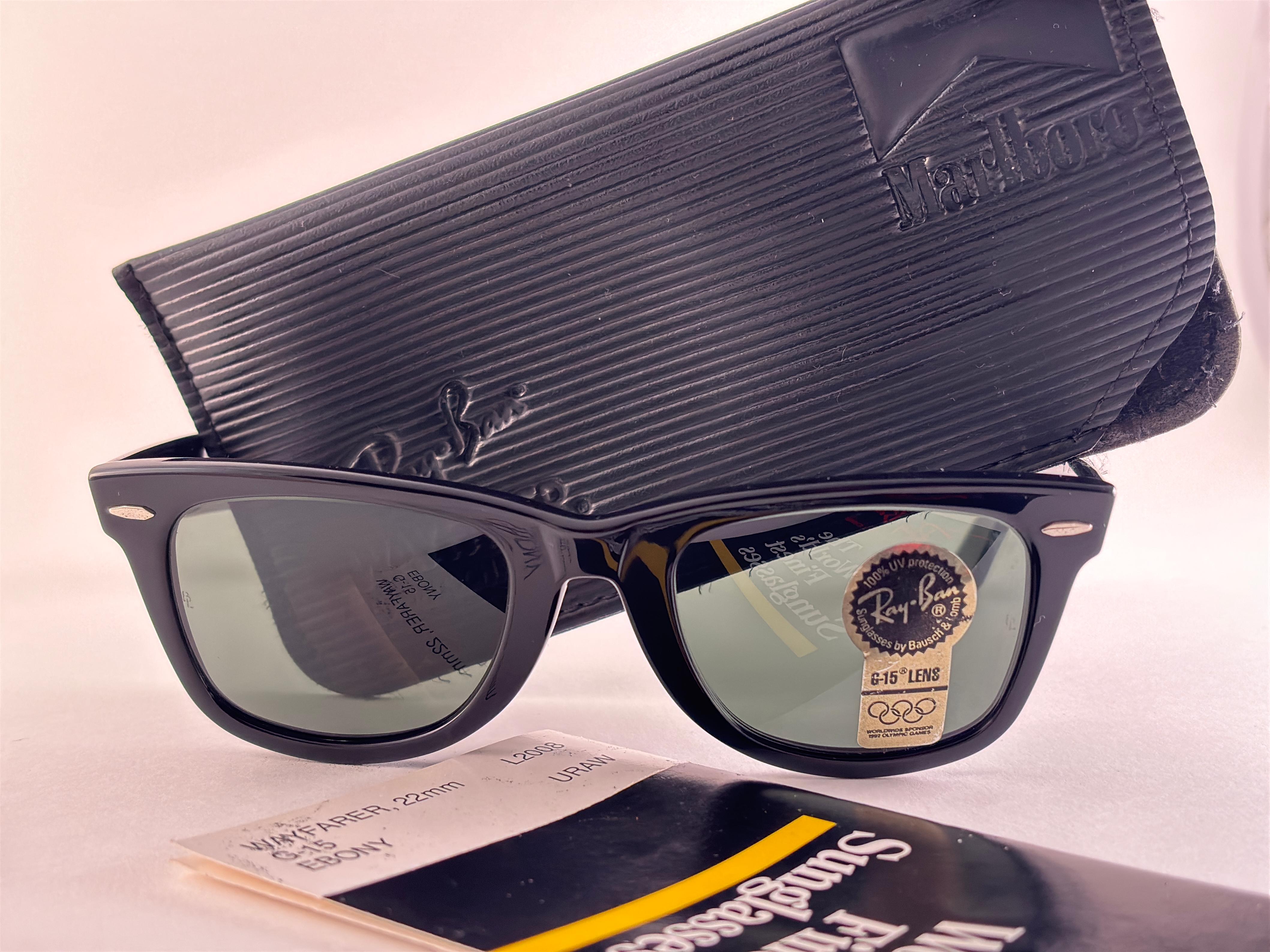 Vintage Ray Ban The Wayfarer Marlboro Edition G15 Lens USA 1991 Sunglasses en vente 4