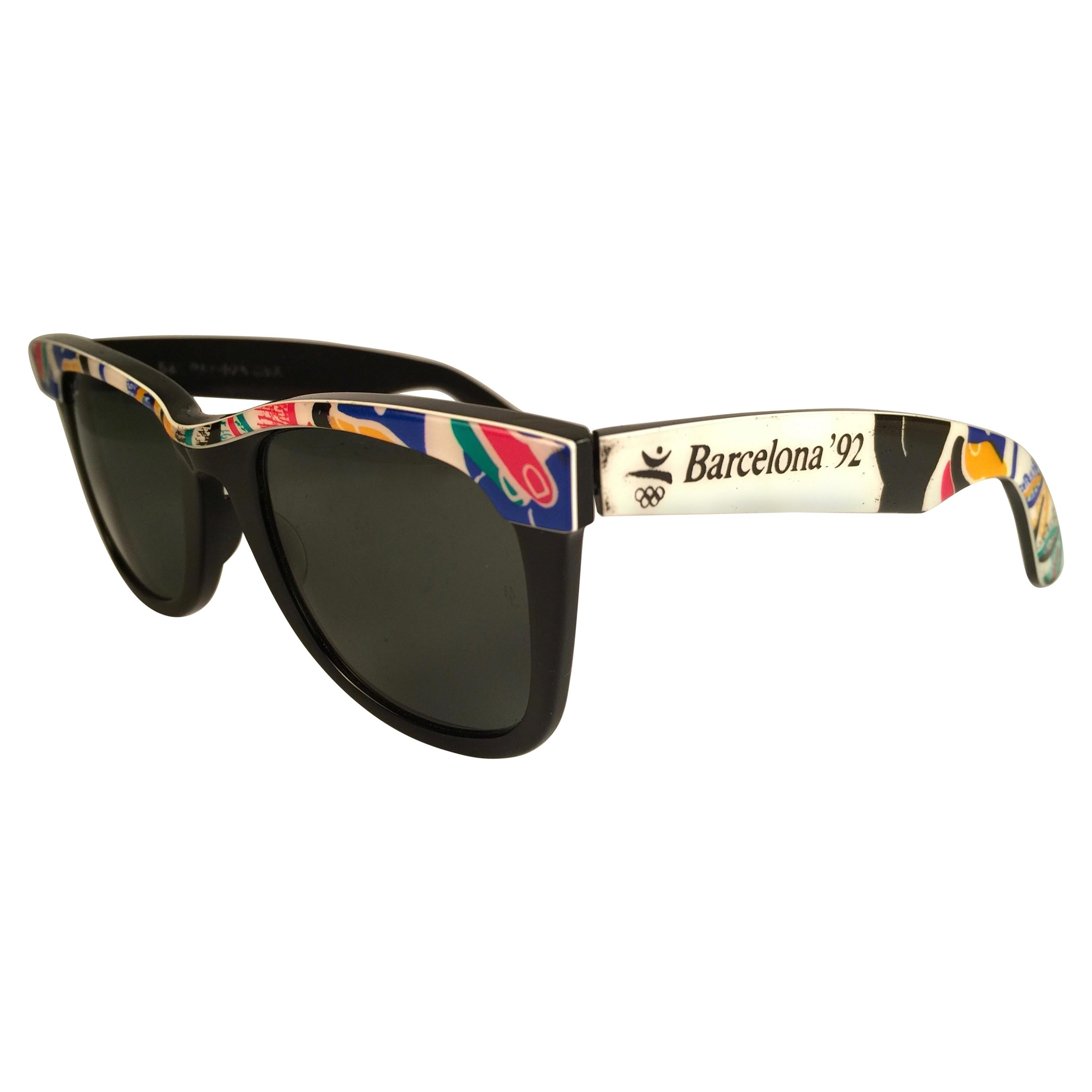 Vintage Ray Ban The Wayfarer Olympics Barcelona 1992 B&L USA 80's Sunglasses For Sale