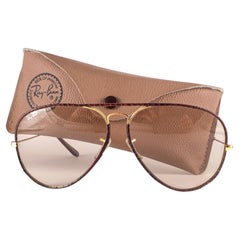 Vintage Ray Ban Vintage Brown Leathers Aviator 62 Changeable B&L Sunglasses