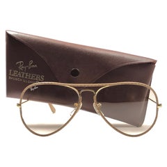 Vintage Ray Ban Vintage Tan Perforated Leathers Aviator 58MM B&L Sunglasses