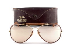 Vintage Ray Ban Vintage Tan Perforated Leathers Aviator 62MM B&L Sunglasses