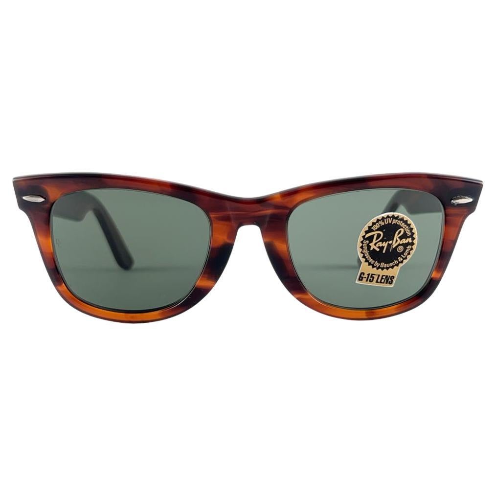 Vintage Ray Ban Wayfarer Classic Tortoise  G15 Lens B&L Usa Sunglasses For Sale