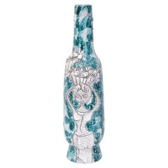 Vintage Raymor Gambone Style Monumental Glazed Ceramic Sculpture Turquoise Italy