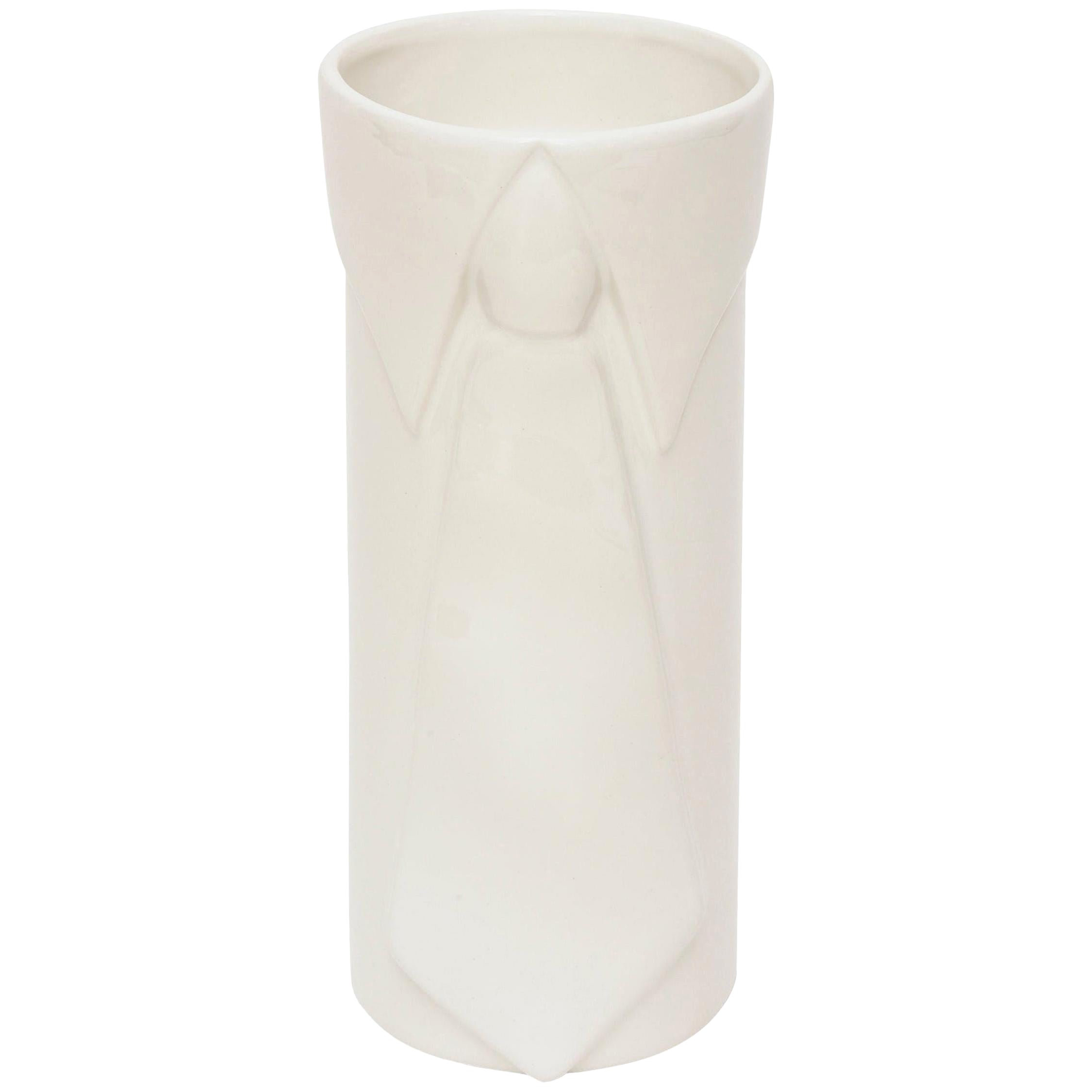 Vintage Raymor Pop Art Gazed Ceramic Vase Italian Off White For Sale