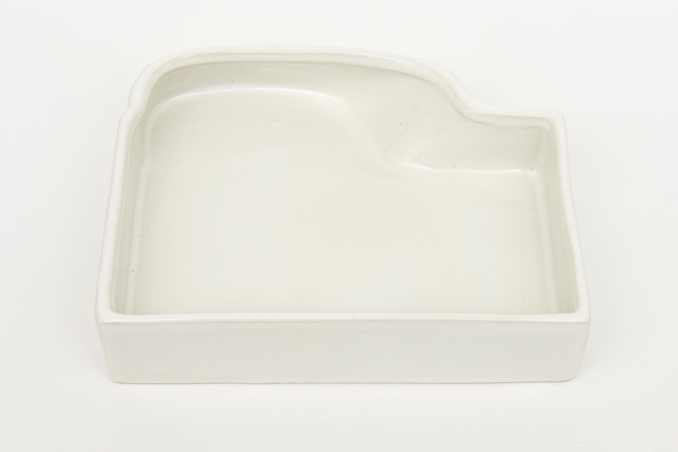 Vintage Raymor White Ceramic Hand Two Part Box Italian For Sale 4