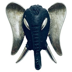 Vintage RAZZA signed silver tone elephant designer brooch