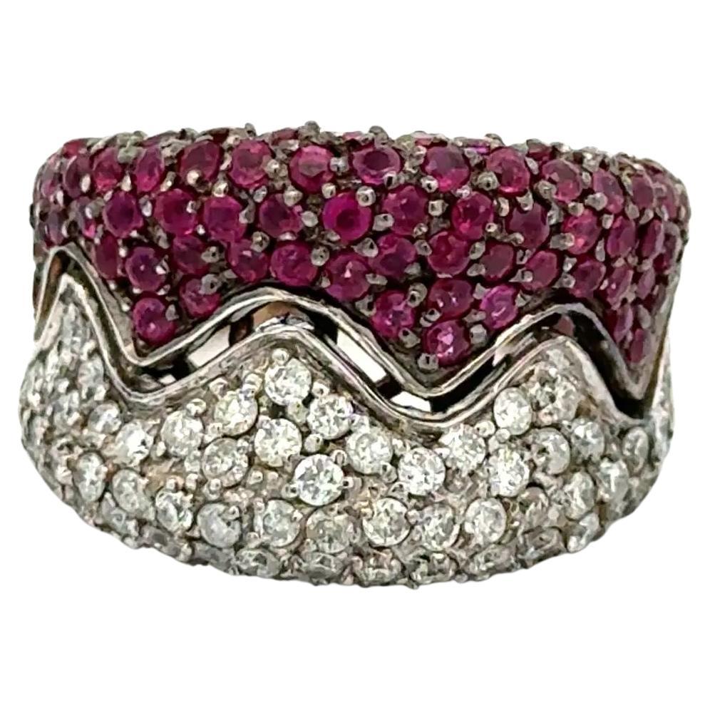 Vintage RBC Diamond and Ruby Gold Ring Estate Fine Jewelry im Angebot