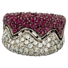 Vintage RBC Diamond and Ruby Gold Ring Estate Fine Jewelry