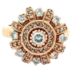 Vintage RBC Diamond Gold Cluster Circle Ring Estate Fine Jewelry