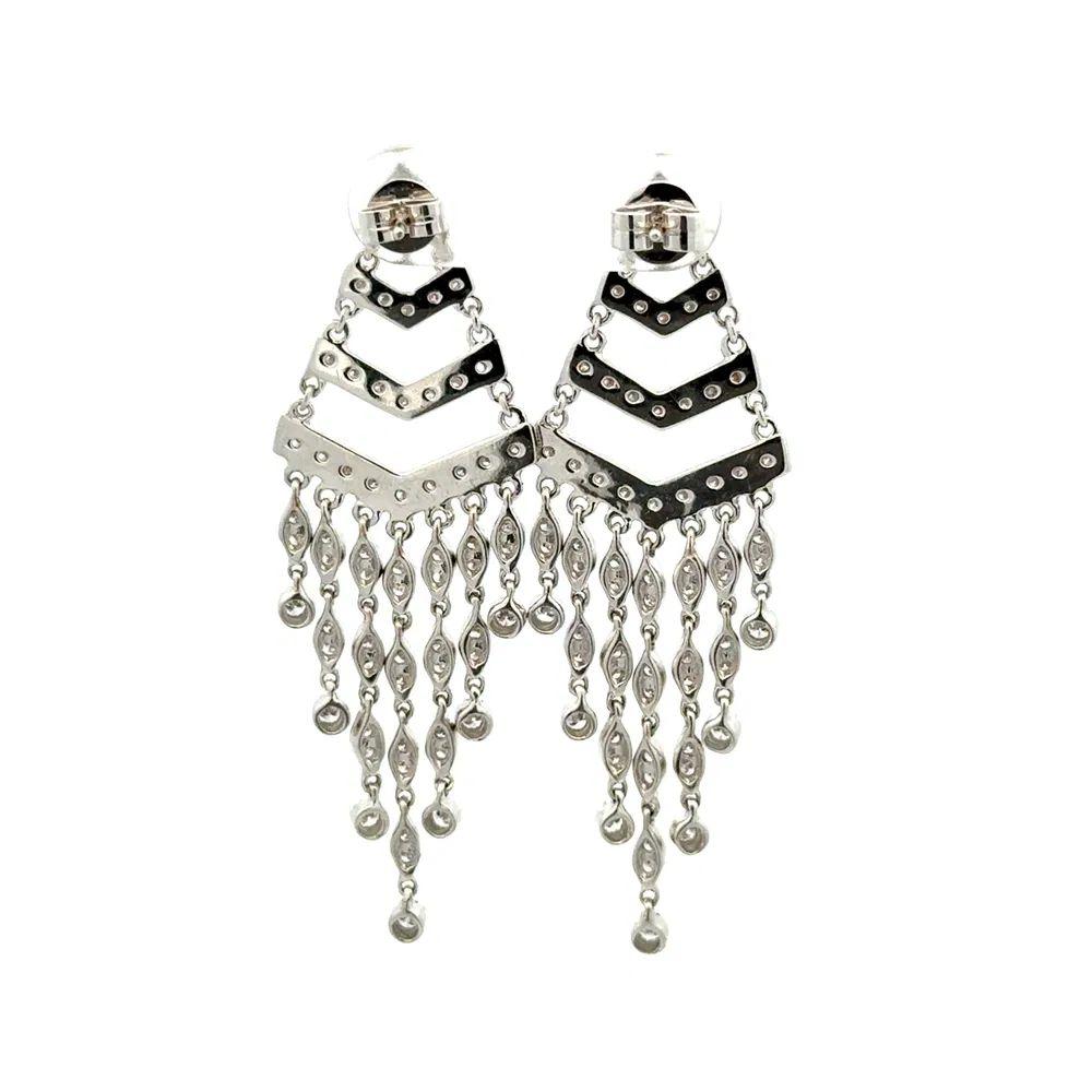 Vintage RBC Diamond Gold Drop Chandelier Statement Earrings In Excellent Condition For Sale In Montreal, QC