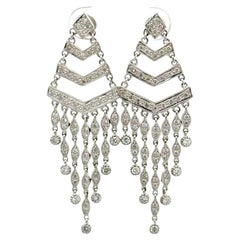 Vintage RBC Diamond Gold Drop Chandelier Statement Earrings