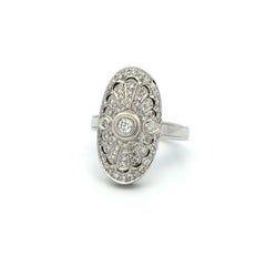 Vintage RBC Diamond Oval Navette Gold Cluster Ring