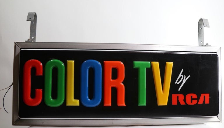 Vintage RCA COLOR TV Sign at 1stDibs | color tv by rca sign, vintage rca tv