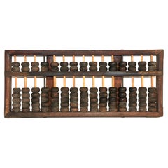 Antique Real Chinese Abacus with Original Metal Tag