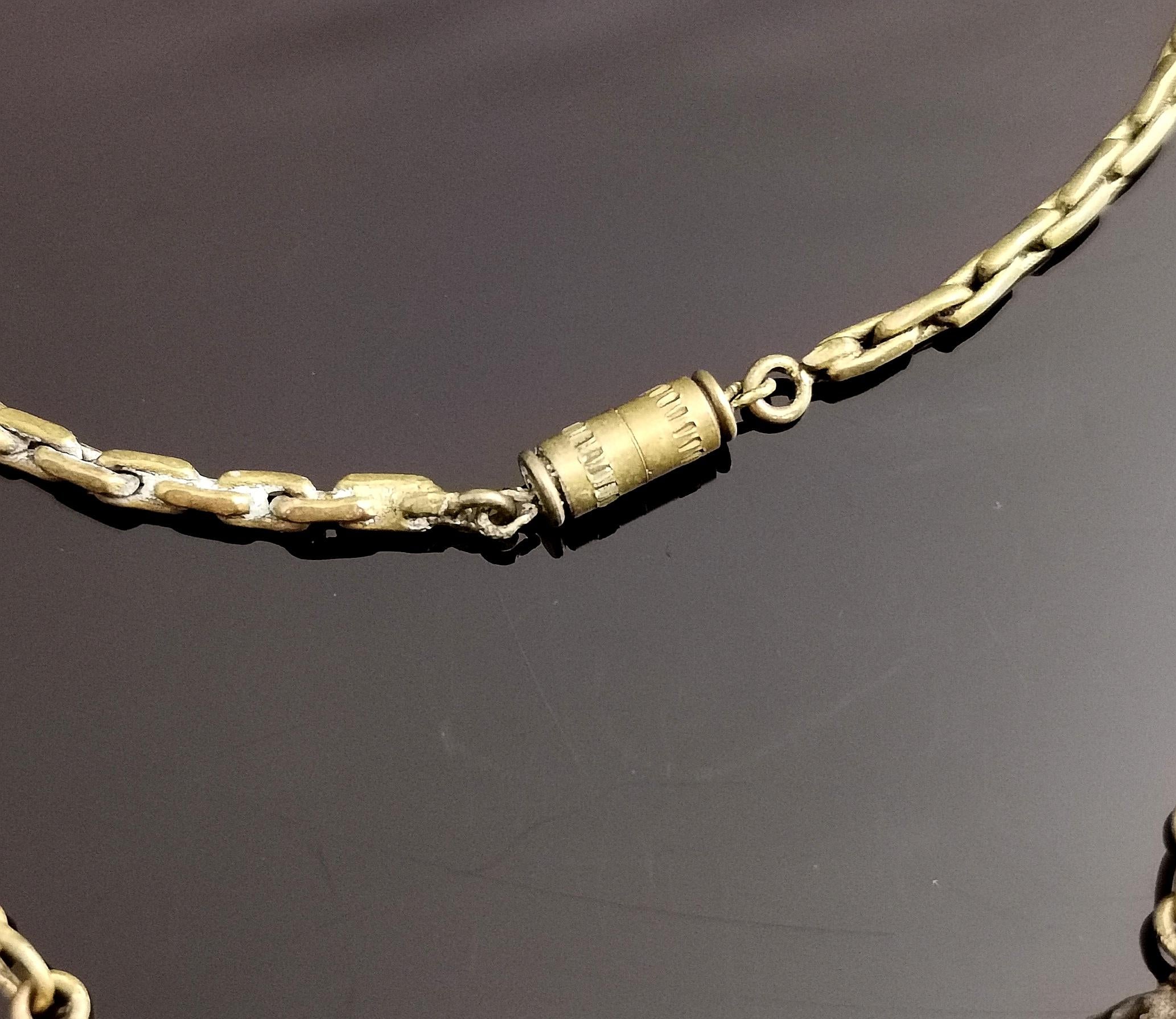 Vintage Real Scarab Beetle Necklace, Gilt, c1940s 3
