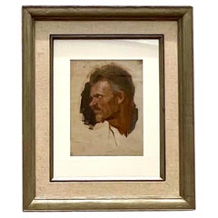 Vintage Realist Original Portrait Painting on Board