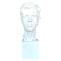Vintage Realist Plaster Bust of a Man Sculpture