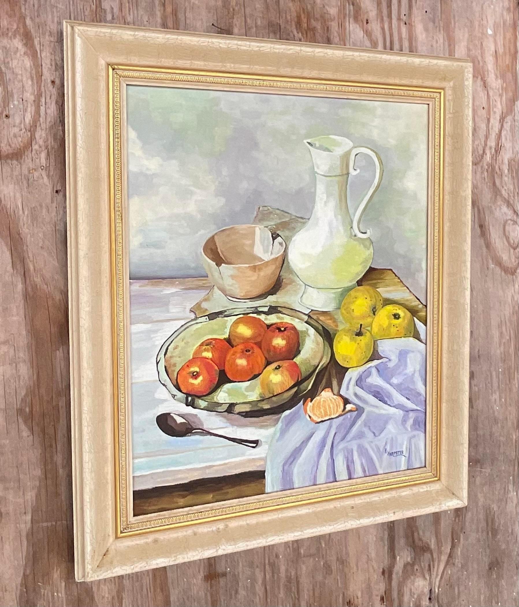 American Vintage Realist Still Life Signed Original Oil Painting For Sale